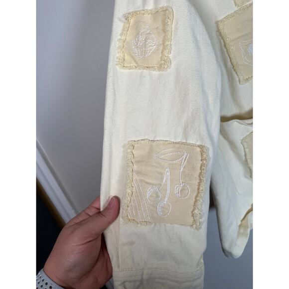 Zara Bloggers Favorite Overshirt Jacket Embroidered Patches Womens Size Small - Picture 5 of 12